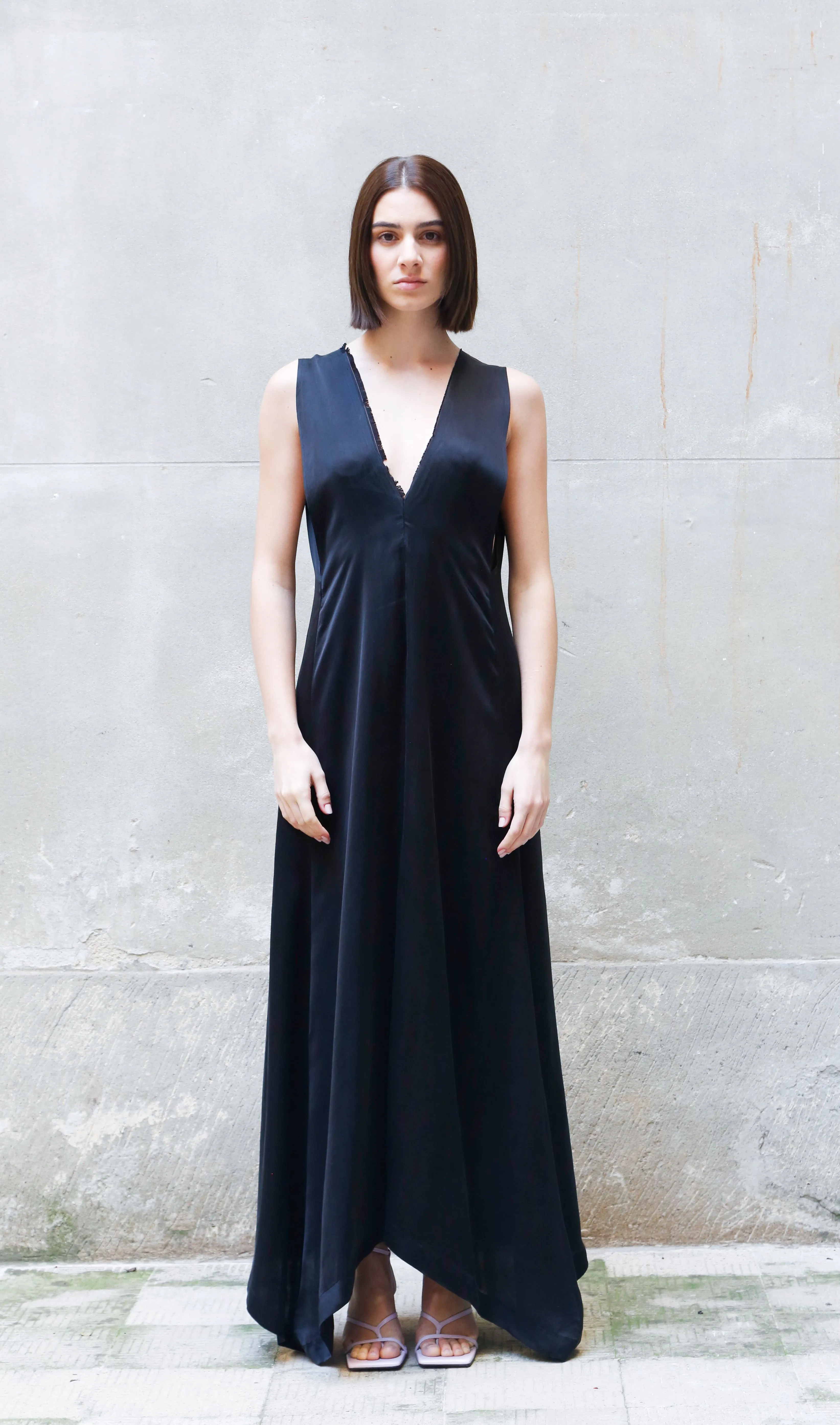 SLEEVELESS BEMBERG MAXI DRESS