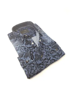 Snap Button Denim Shirt W/ Flocking