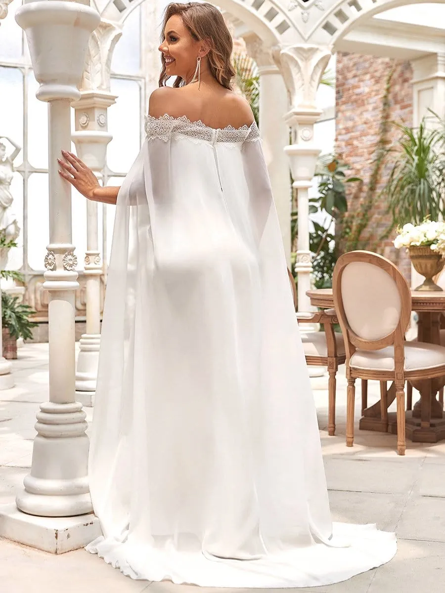 Strapless Lace Caped Bodycon Wedding Dress