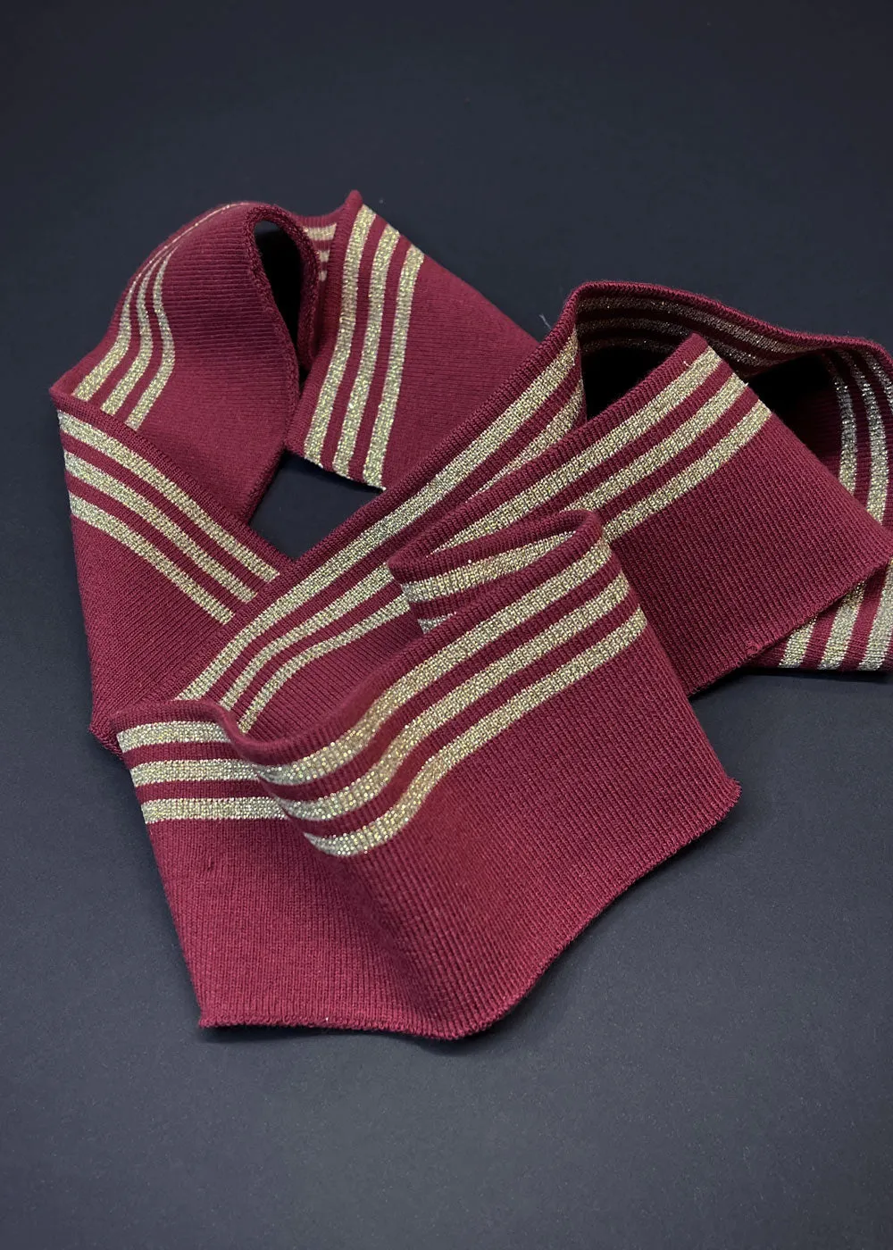 Striped Cotton Rib - Burnt Red   Gold