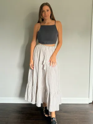 Striped Tiered Maxi Skirt