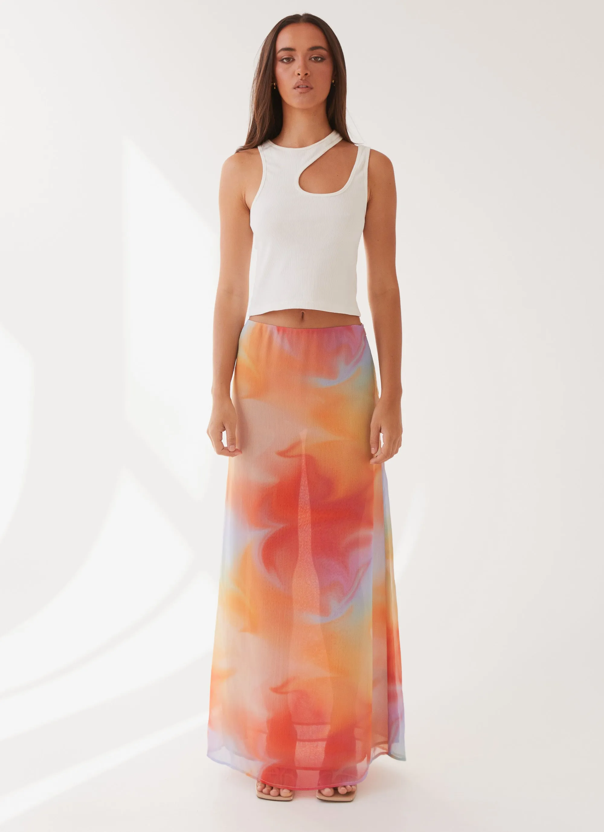 Sunlight Cascade Maxi Skirt - Rainbow Radiance