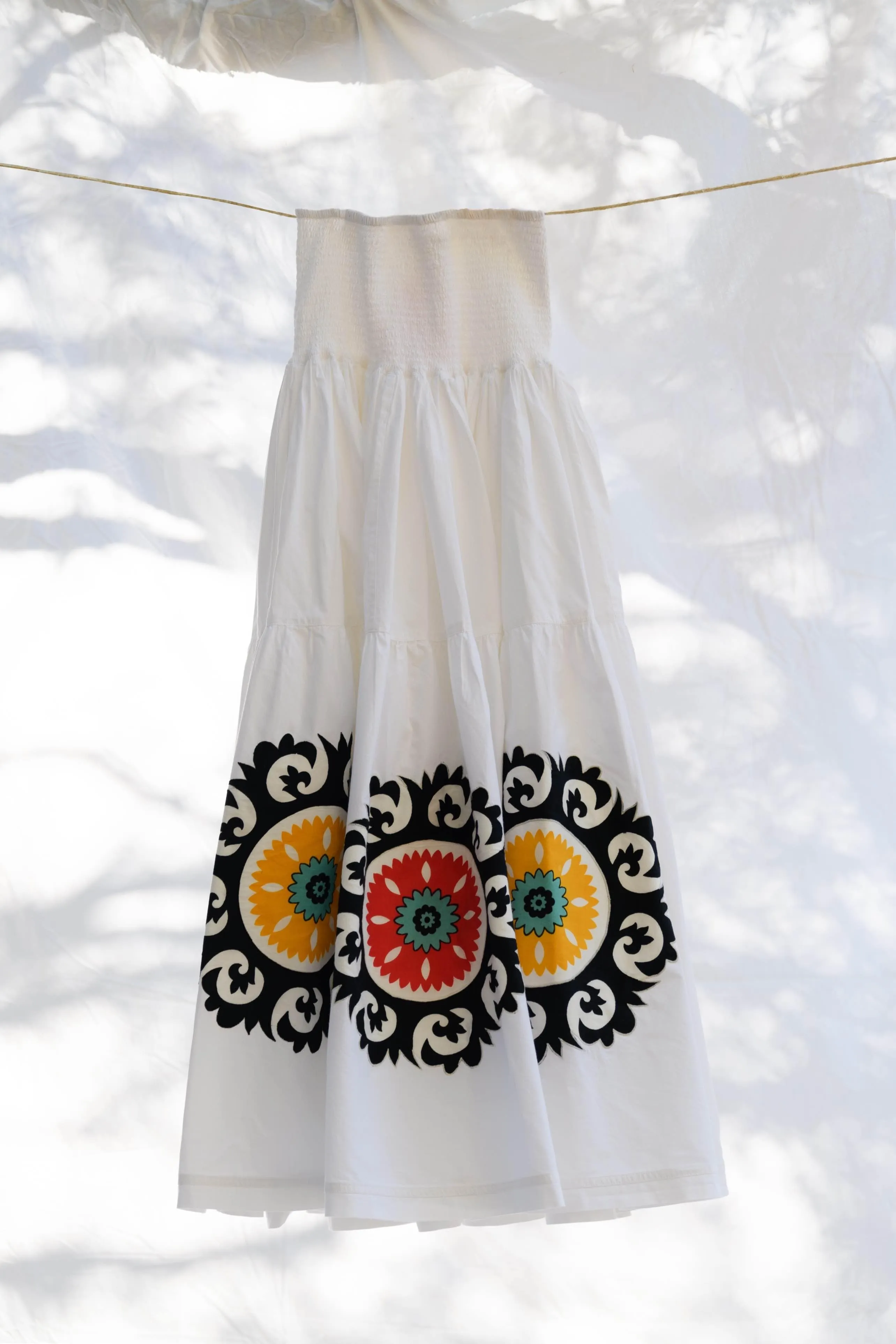 Suzani Smoke White Skirt - Yashu & Prem