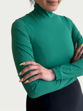 Technical Mock Neck Top in Tennis Court Green