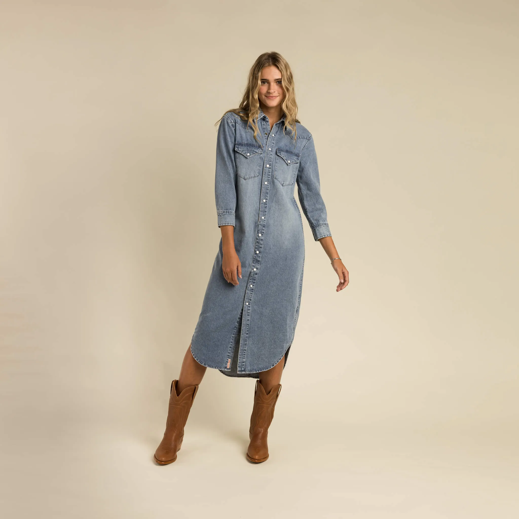 The Annie Pearl Snap Shirtdress