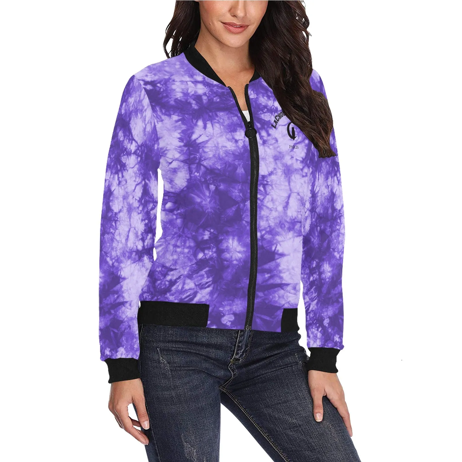 TIE DYE All Over Print Bomber Jacket for Women