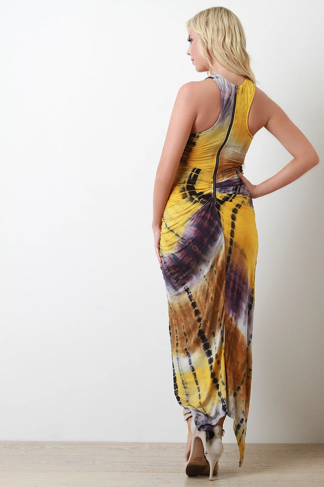 Tie Dye Goddess Knotted Racerback Maxi Dress