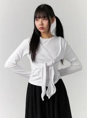 Tie Sleeve Layered Long Sleeve Tee CD308