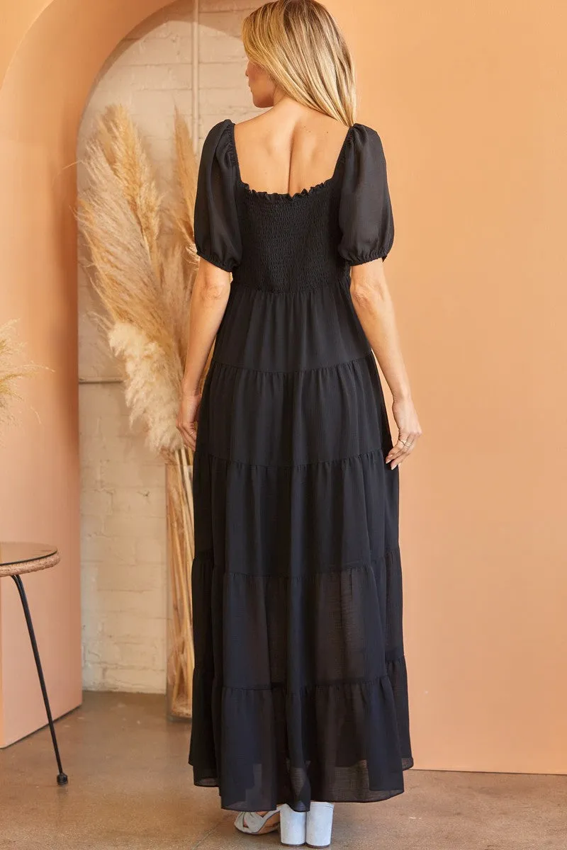 Tiered Black Maxi Dress