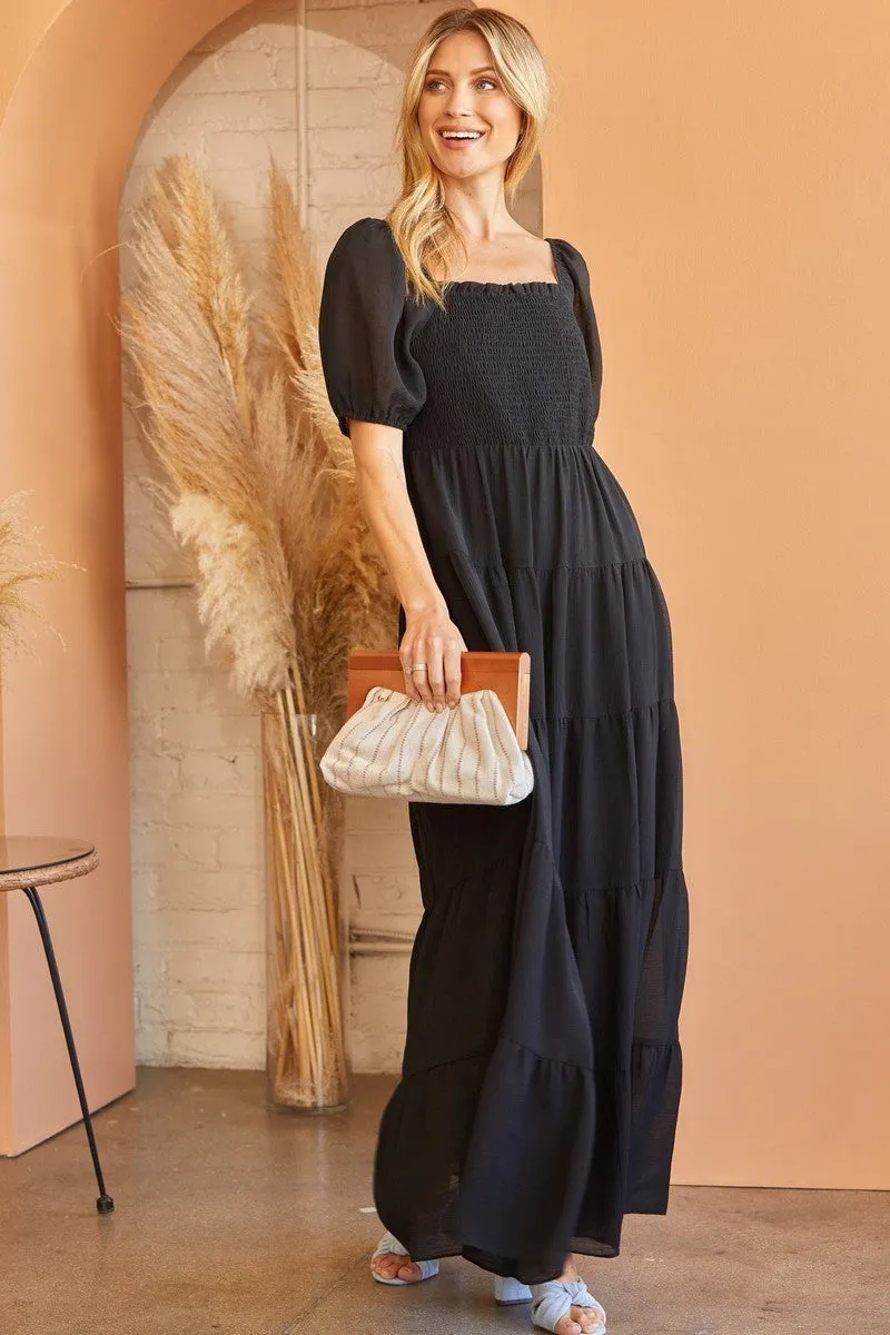 Tiered Black Maxi Dress