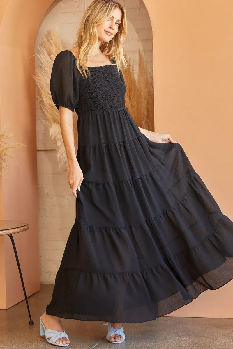 Tiered Black Maxi Dress