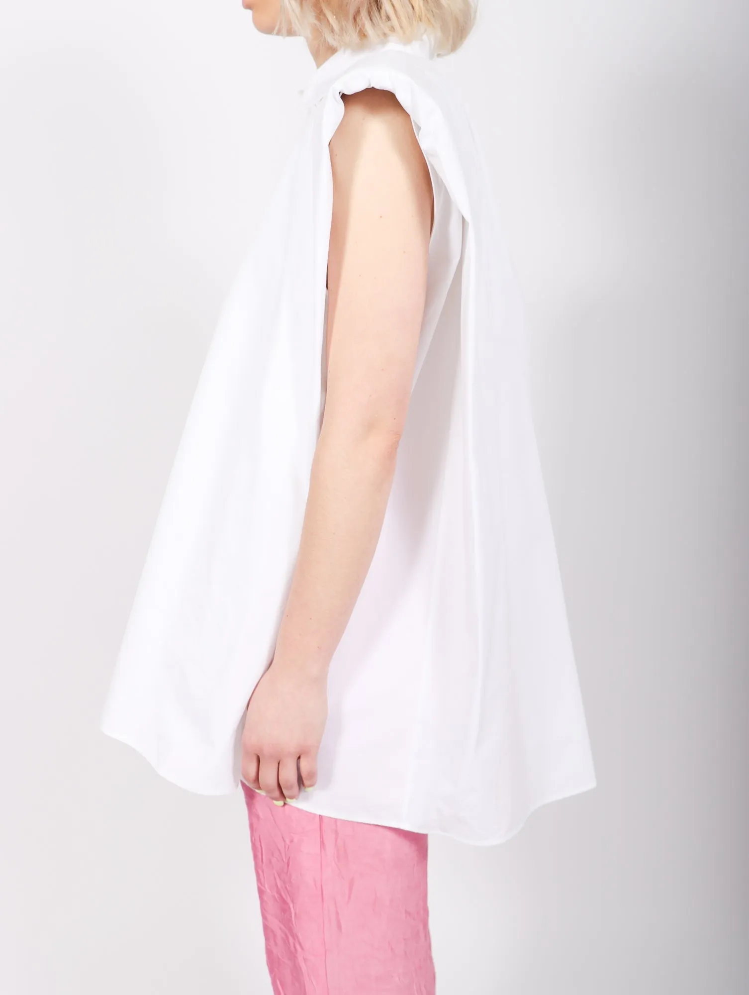 Top Shirt Over Shoulder in Optical White by Calcaterra