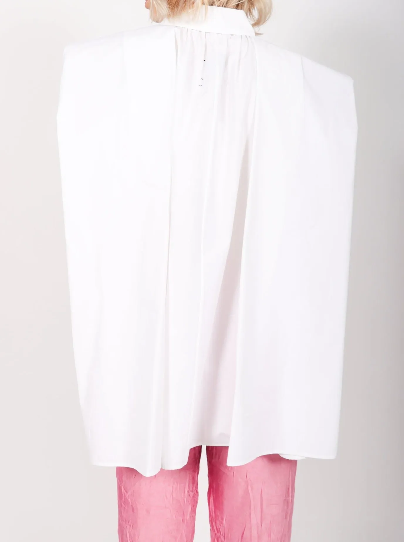 Top Shirt Over Shoulder in Optical White by Calcaterra