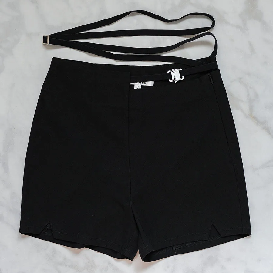 Ube Waist Buckle Cutout Shorts