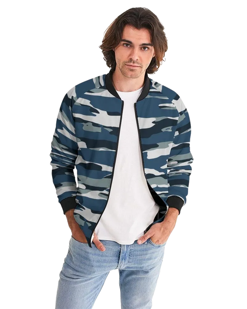 Uniquely You Men's Bomber Jacket Camo Blue/Grey