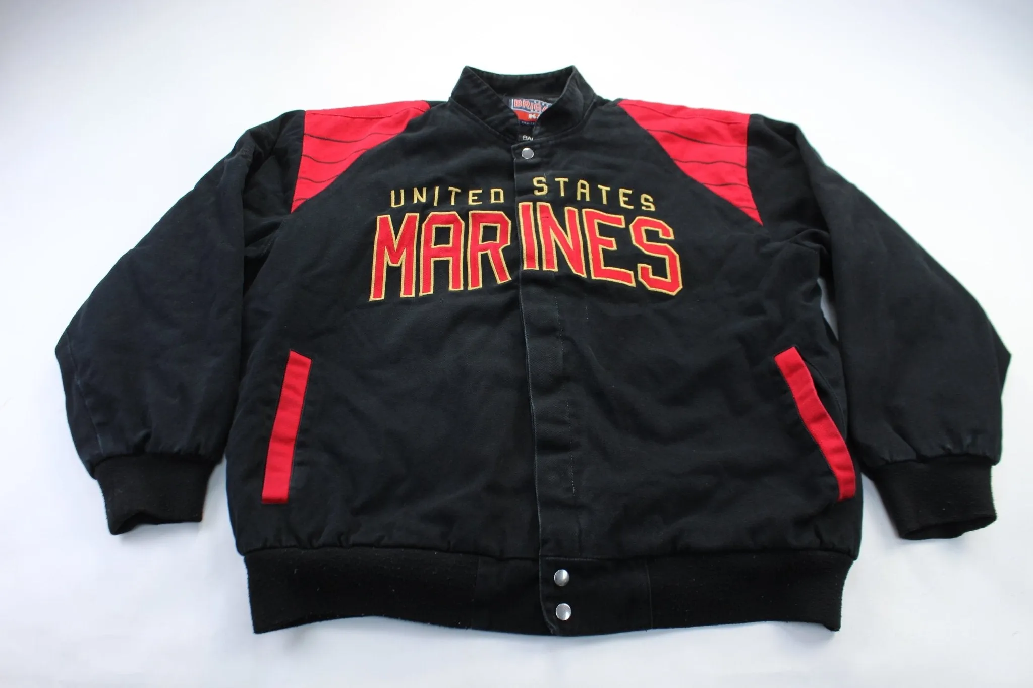 United States Marines Embroidered Black & Red Bomber Jacket