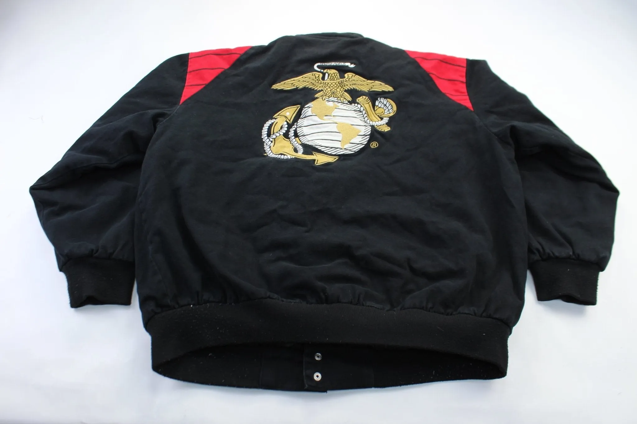 United States Marines Embroidered Black & Red Bomber Jacket