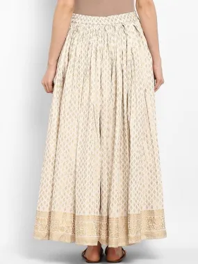 varanga off white printed maxi pure cotton skirt