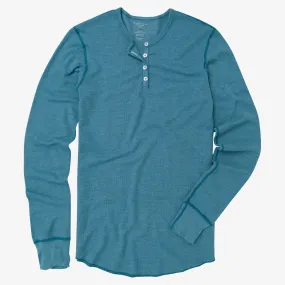 Varsity Teal Baby Thermal Long Sleeve Henley Shirt