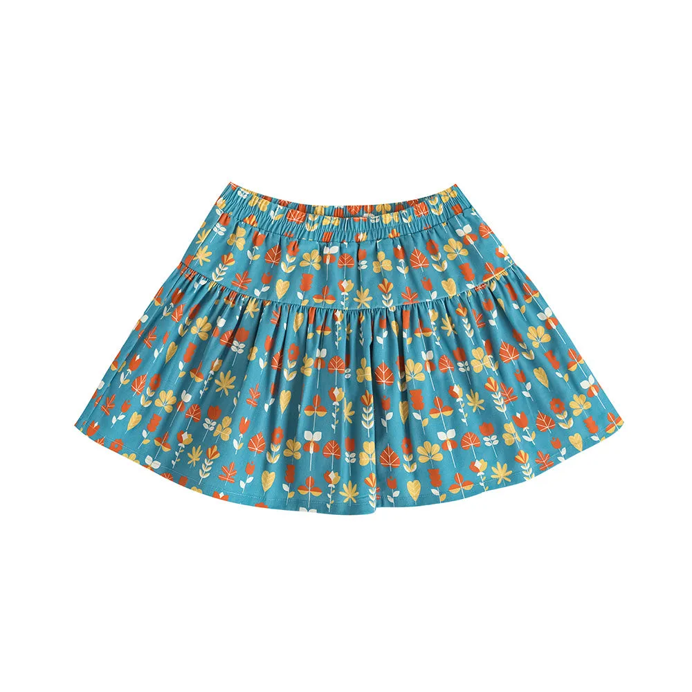 Vauva FW23 - Girls Printed Cotton Skirt (Green)