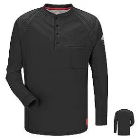 VF Imagewear Bulwark IQ 3X Black 5.3 Ounce 69% Cotton 25% Polyester 6% Polyoxadiazole Men's Long Sleeve Flame Resistant Henley Shirt With Concealed Pencil Stall And Chest Pocket