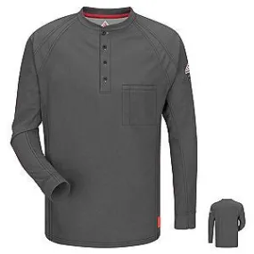 VF Imagewear Bulwark IQ 3X Charcoal 5.3 Ounce 69% Cotton 25% Polyester 6% Polyoxadiazole Men's Long Sleeve Flame Resistant Henley Shirt With Concealed Pencil Stall And Chest Pocket