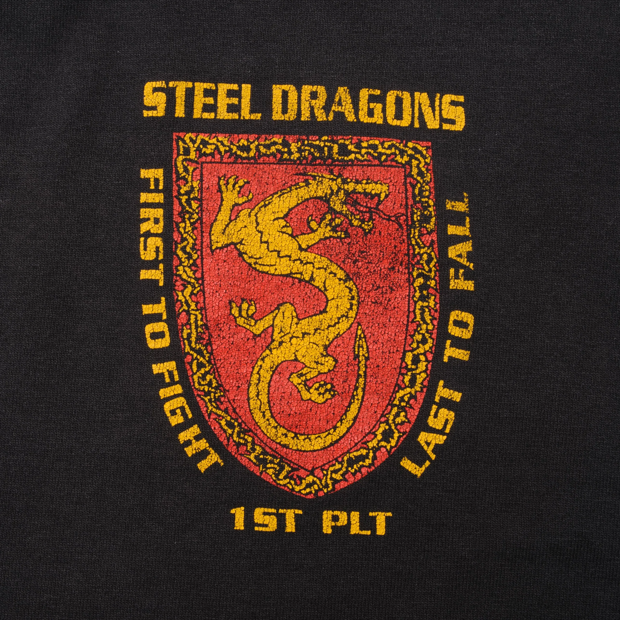 VINTAGE 1ST PLATOON STEEL DRAGONS MILITARY TEE SHIRT 1990S XL MADE IN USA