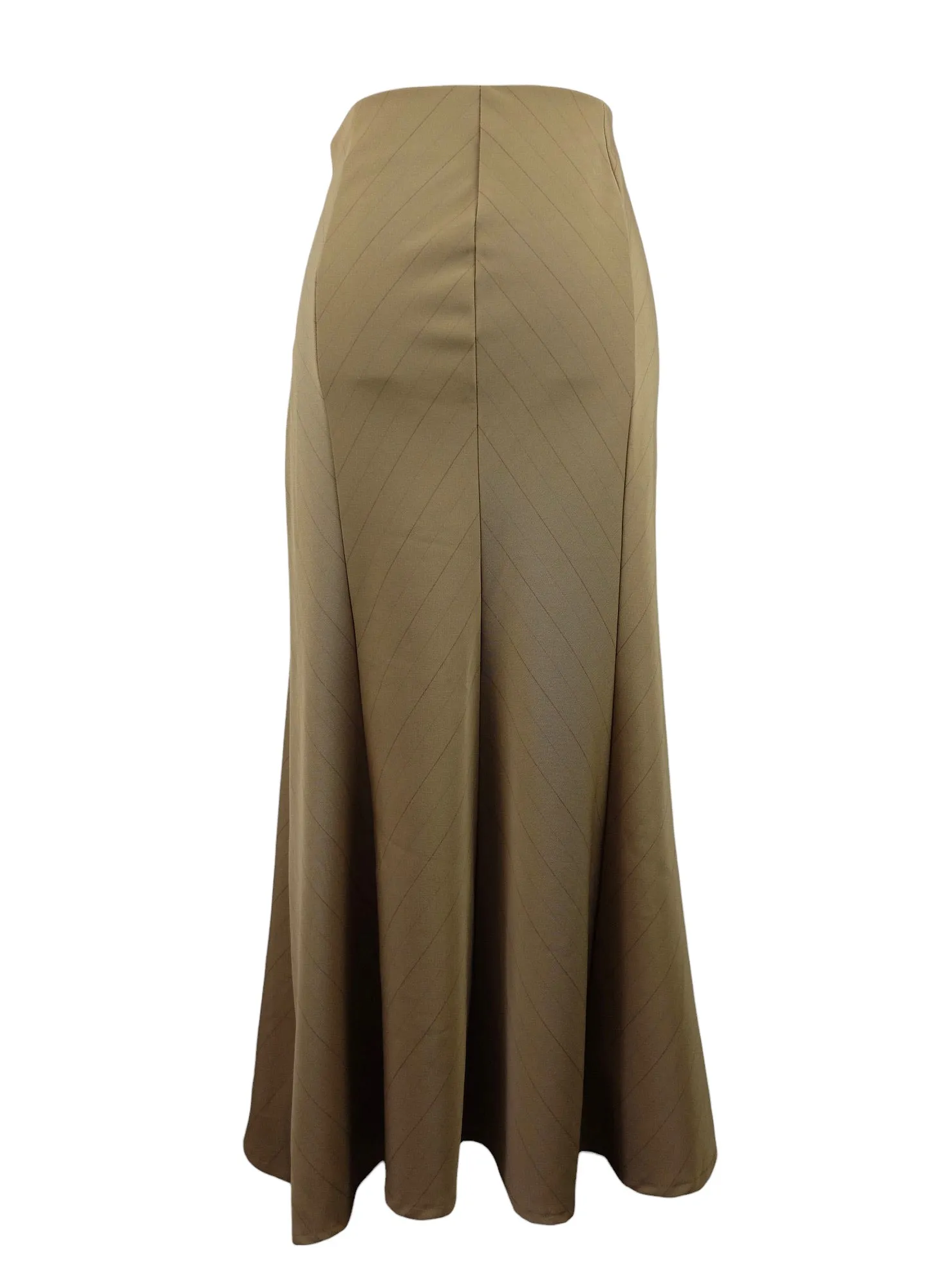 Vintage 2000s Y2K Chic Bohemian Brown Pinstripe Floor Length Maxi Circle Skirt with Belt