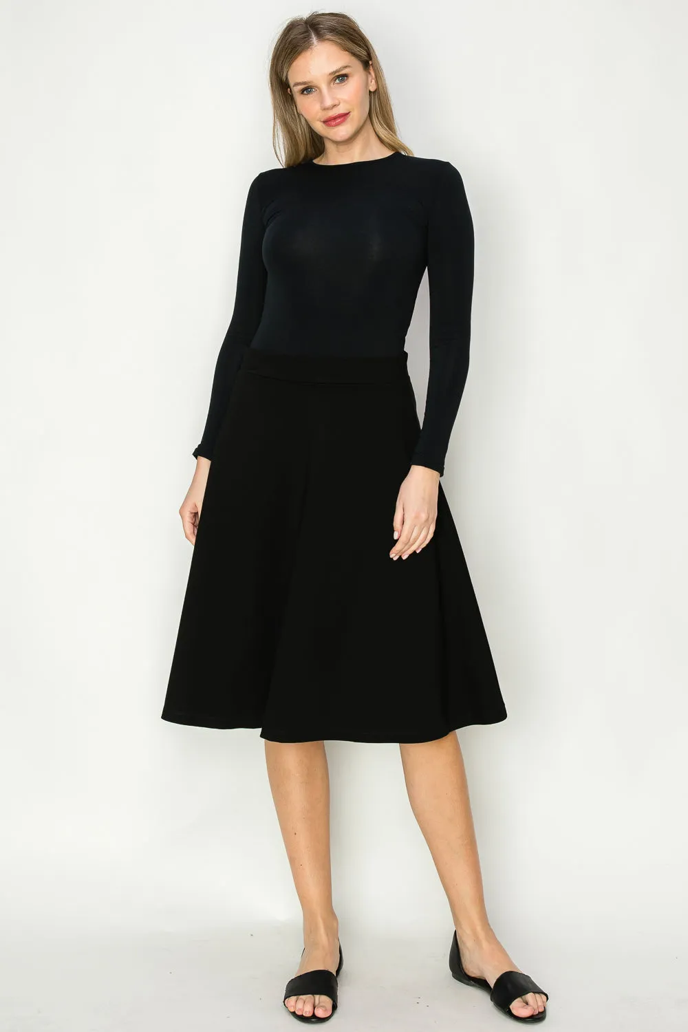 Wear & Flair Classic Heavyweight  Stretchy A-Line Skirt