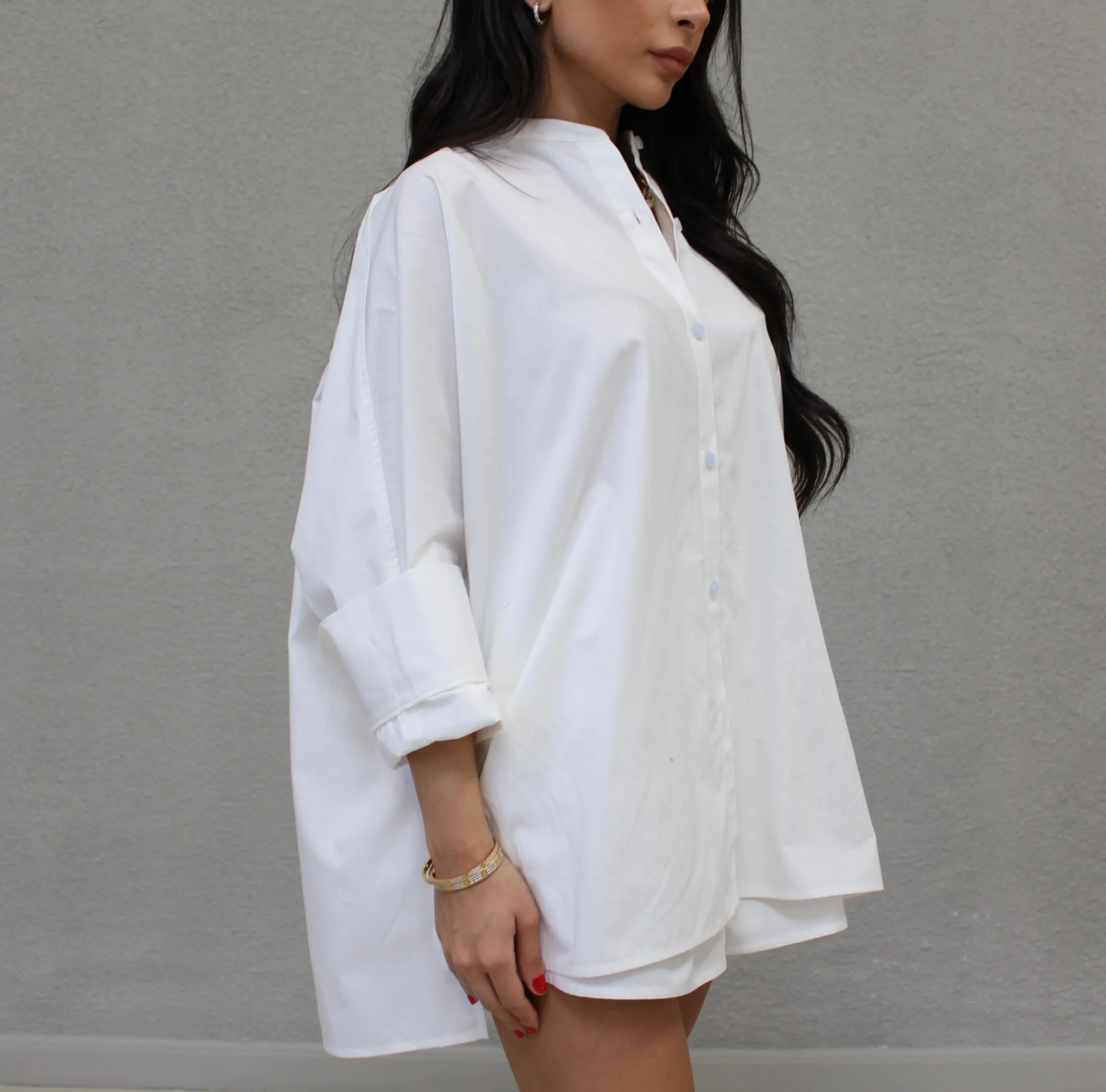 WHITE COTTON POPLIN SHIRT