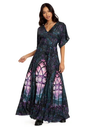 Window To The Spirit Realm Slinky Kimono Maxi Dress