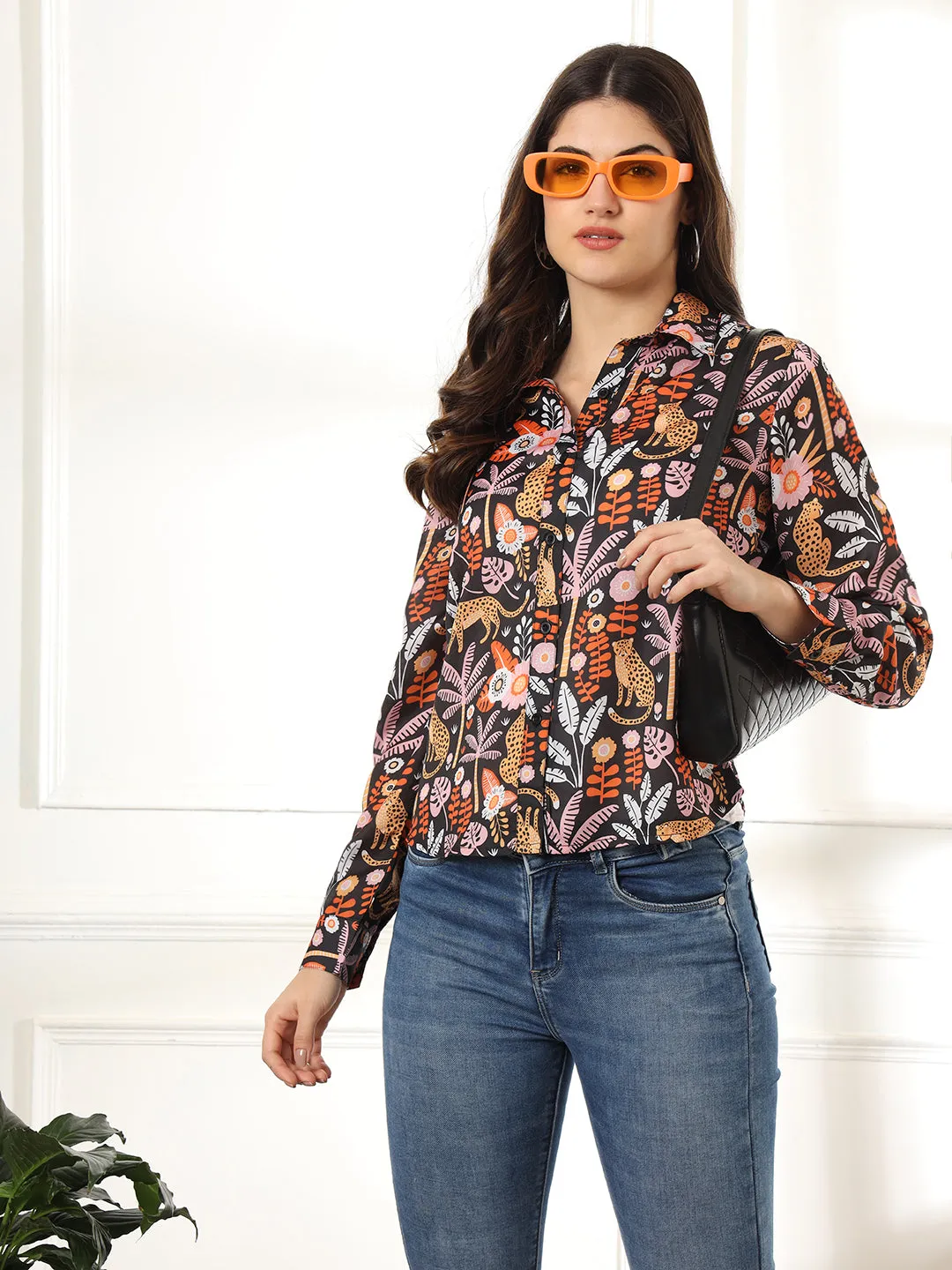 Women Classic Slim Fit Opaque Printed Casual Shirt