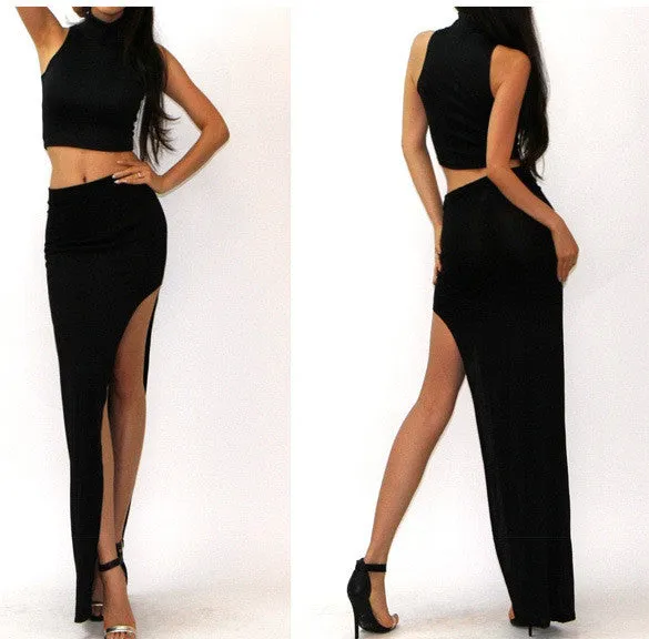 Women Long Charming Skirt Open Side Split Skirt