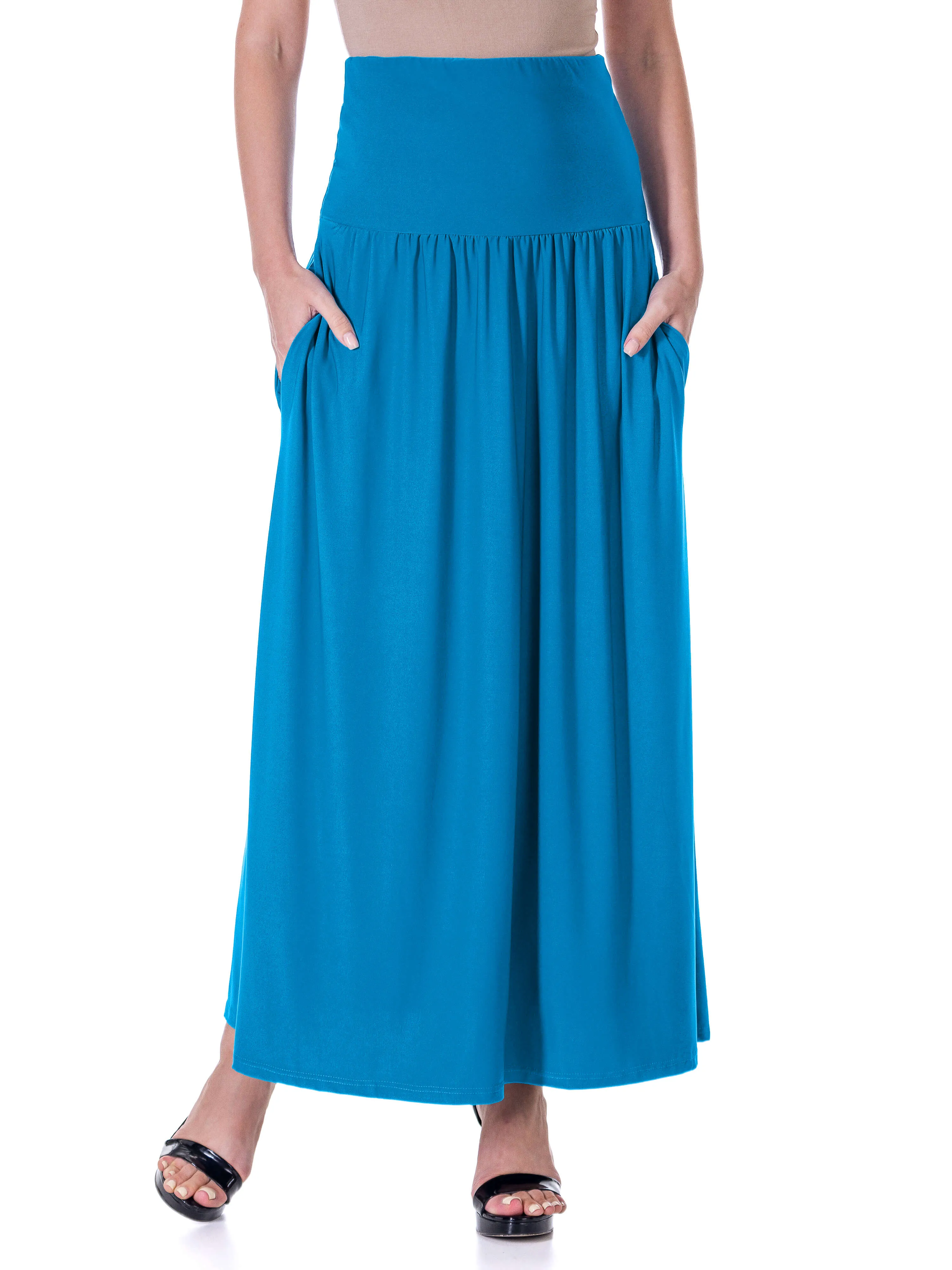 Womens Foldover Maxi Skirt With Pockets