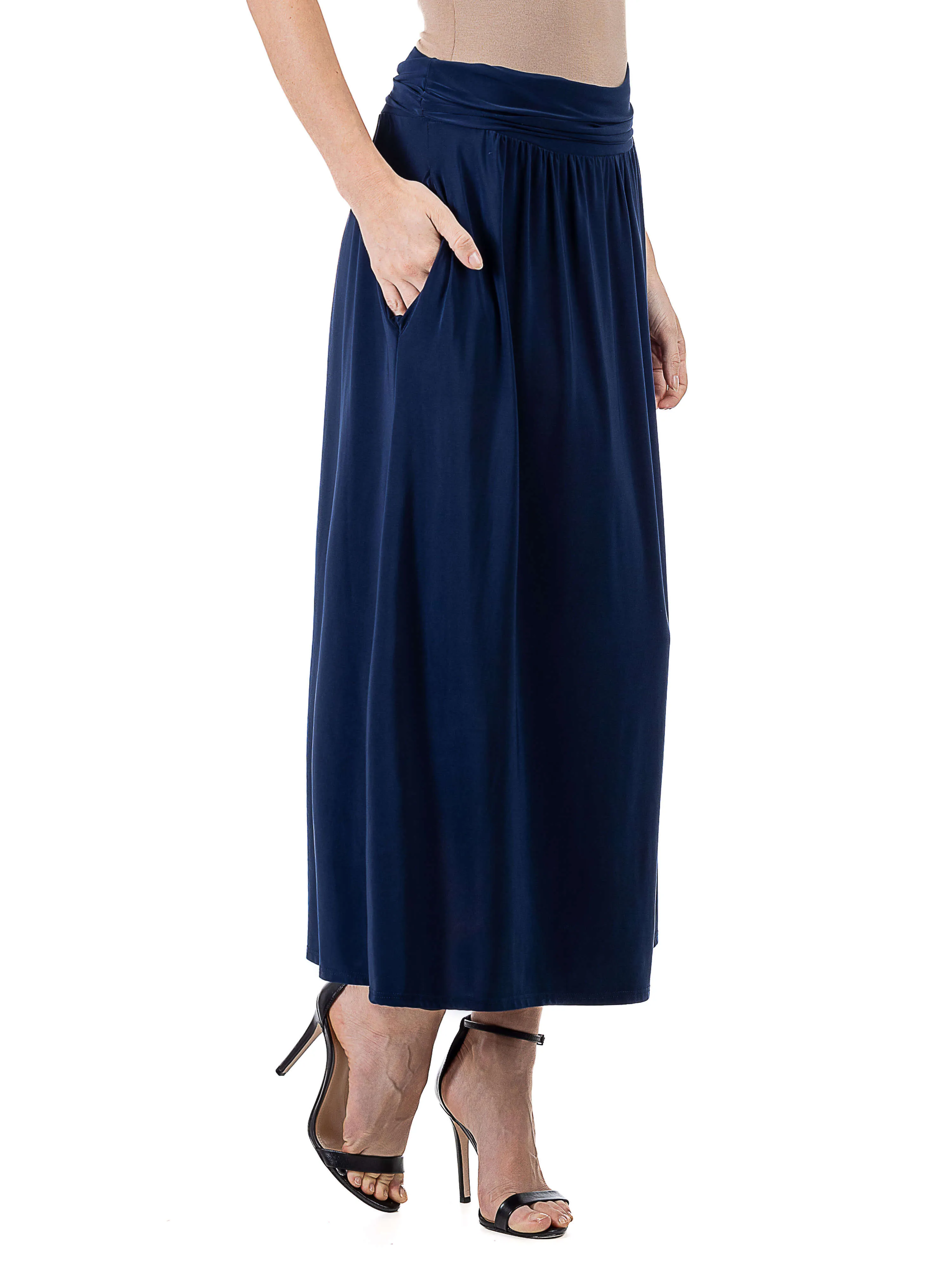 Womens Foldover Maxi Skirt With Pockets