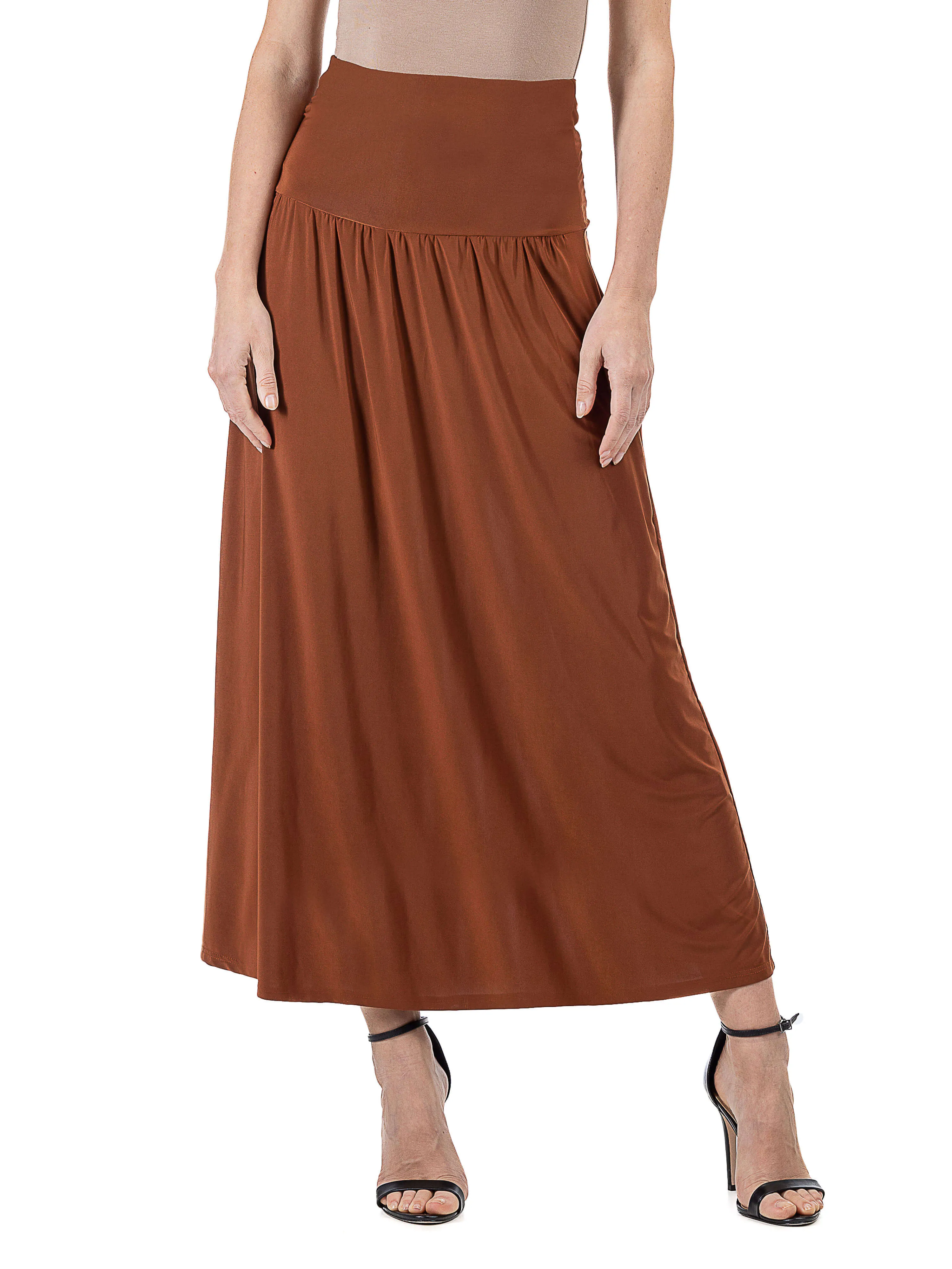 Womens Foldover Maxi Skirt With Pockets