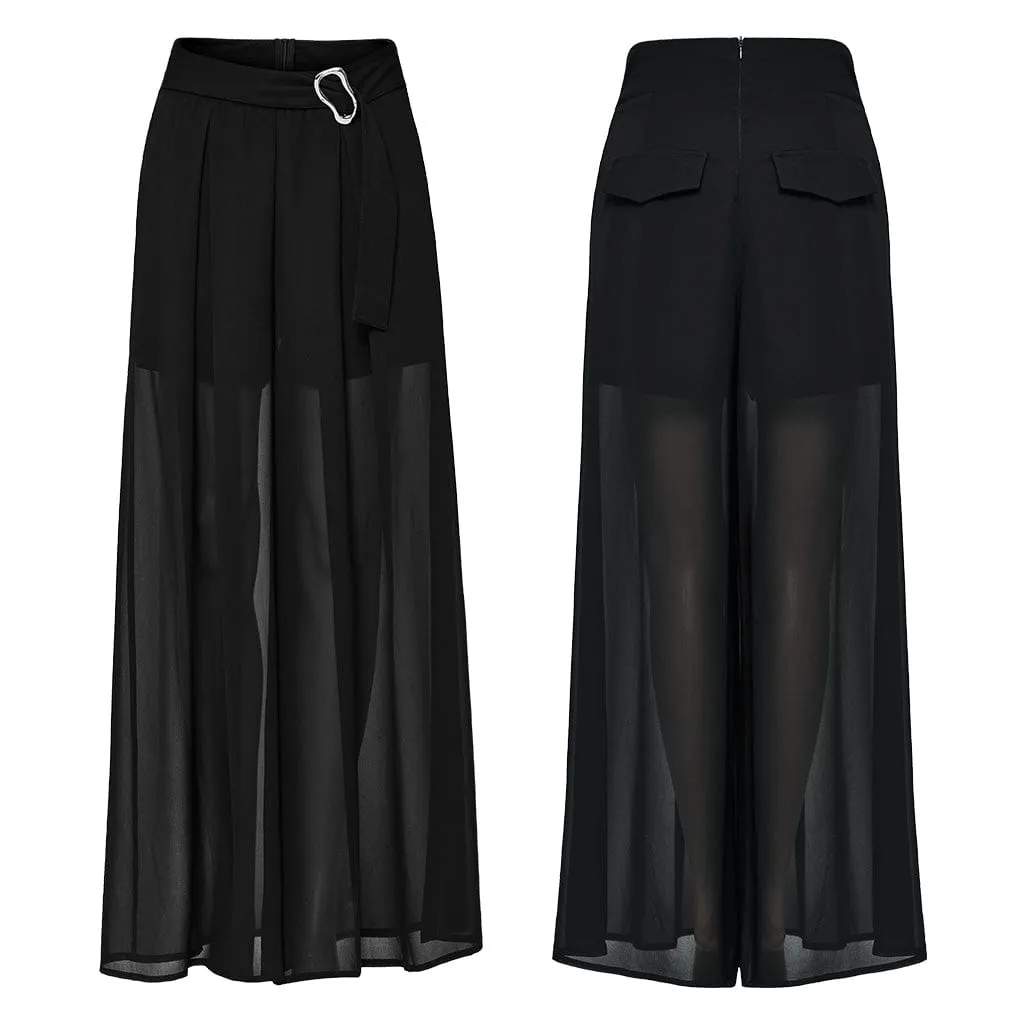 Women's Gothic Buckle Double-layered Draped Skirt