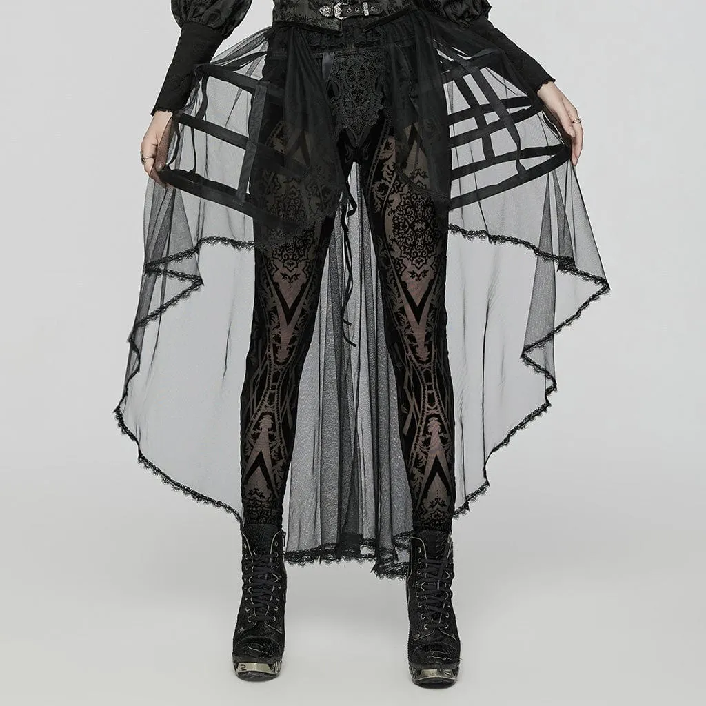 Women's Gothic Split Lace-up Bird Cage Bustle