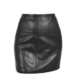 Womens Leather Mini Skirt Ivy Black