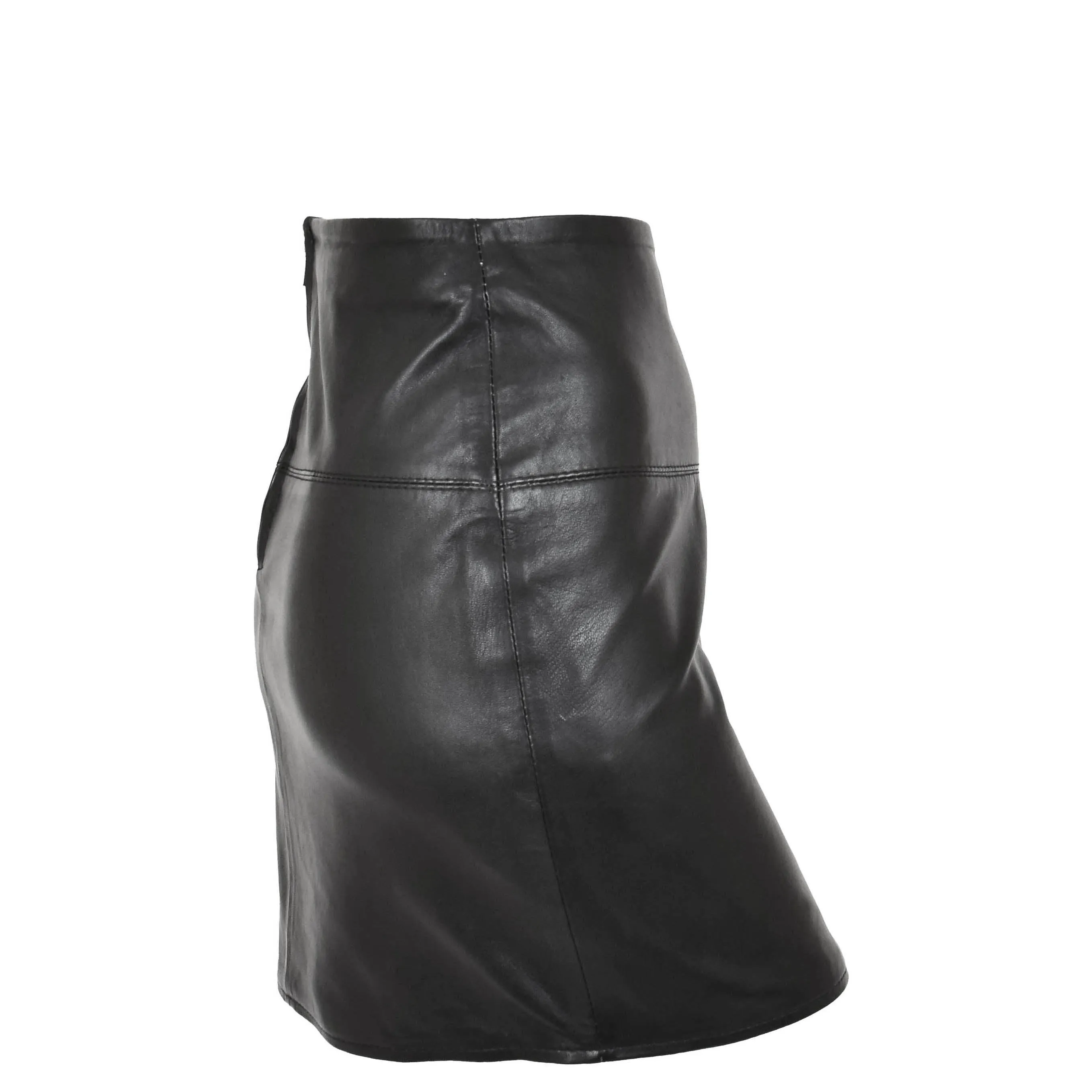 Womens Leather Mini Skirt Ivy Black