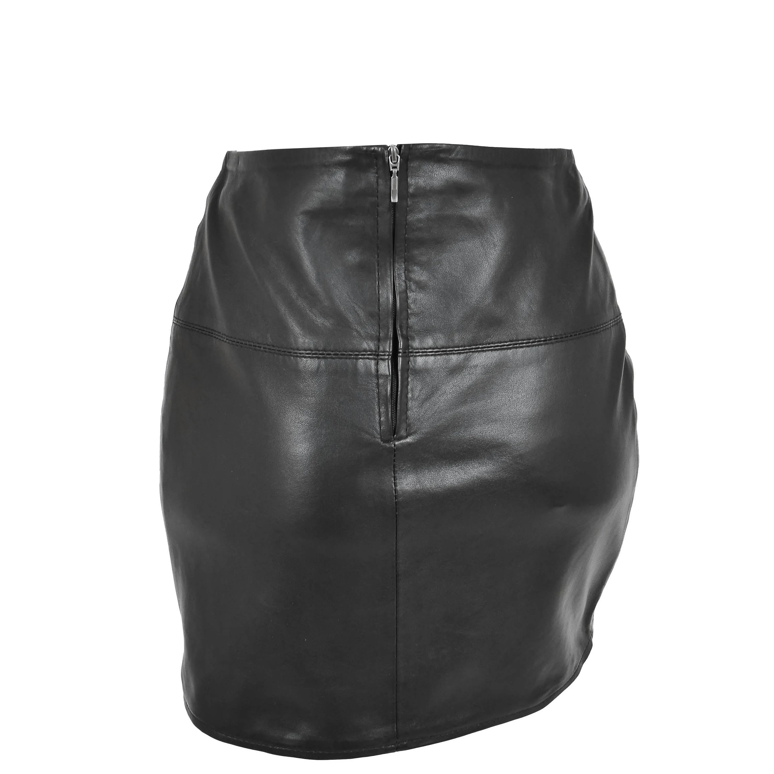 Womens Leather Mini Skirt Ivy Black