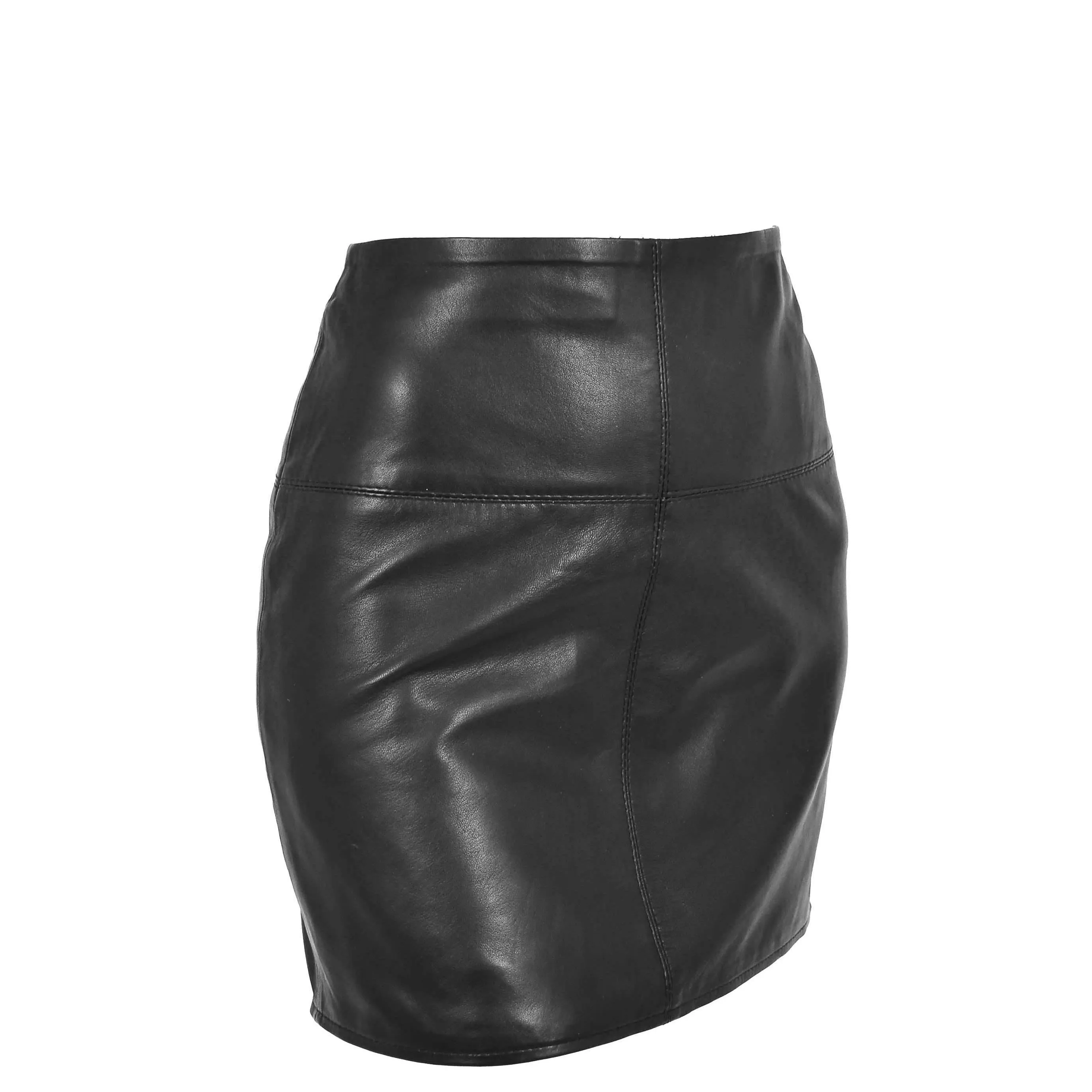 Womens Leather Mini Skirt Ivy Black