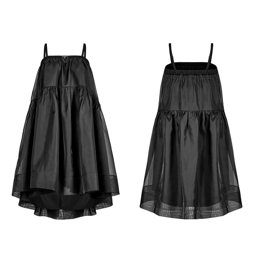 Women's Punk Mesh Splice Layered Two-wear Skirt