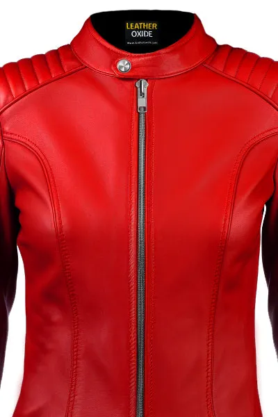 Womens Red Leather Jacket