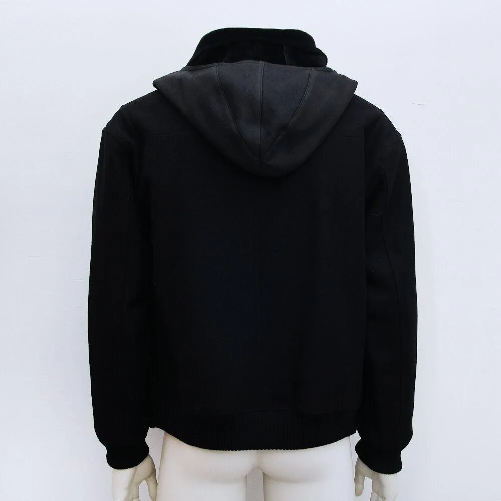 Wool Jacket With Leather Hood